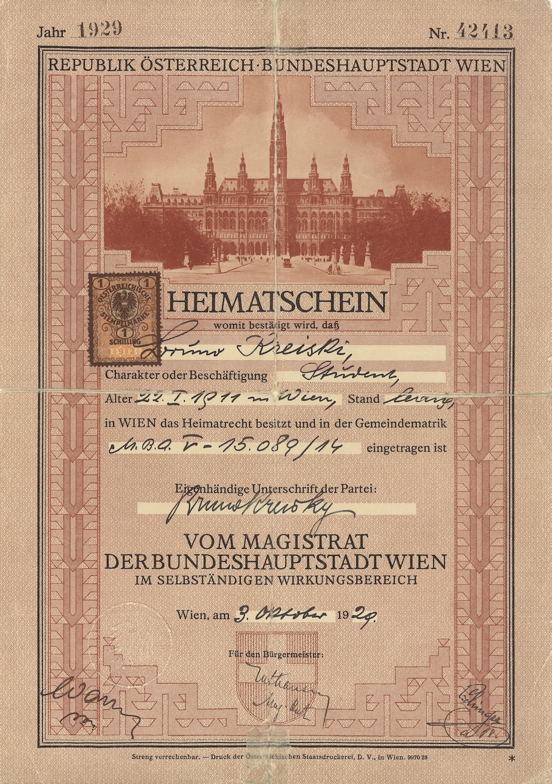 Heimatschein_Bruno_Kreisky_Archiv