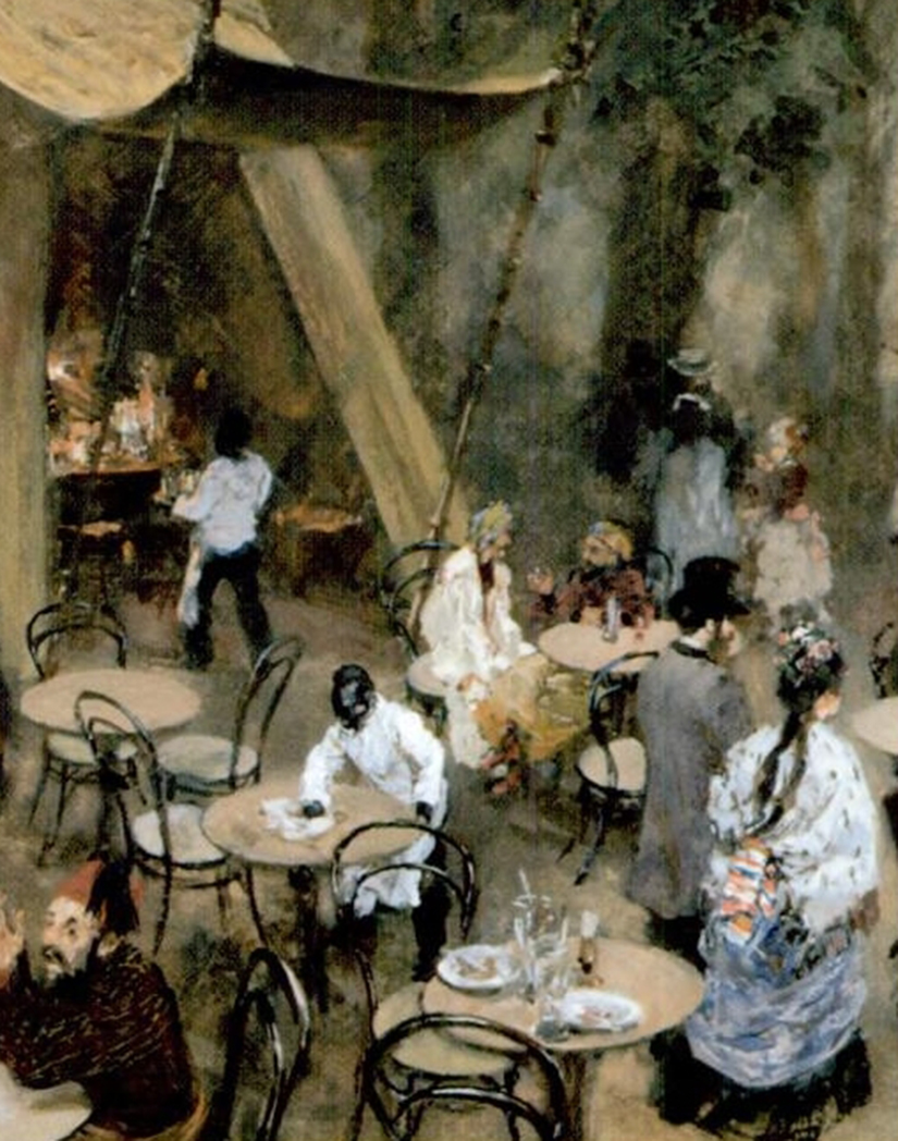 Adolph Menzel, Indianer-Café auf der Wiener Weltausstellung, 1873. Johann Jacobs Museum Zürich